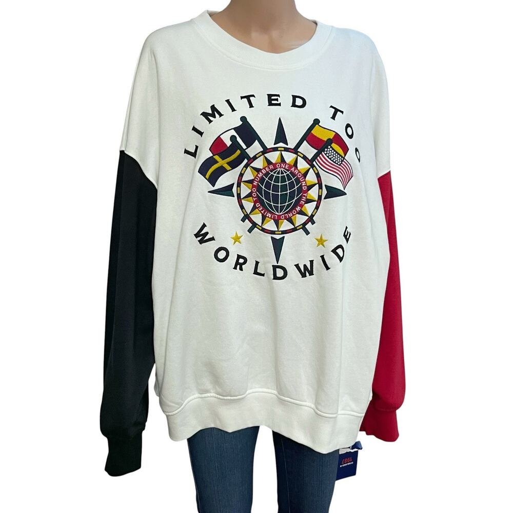 Limited Too 2.0 Juniors Logo Sweatshirt XL Color Block 90s Inspired Oversized